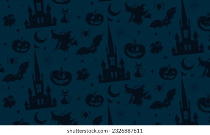 Halloween background with a seamless pattern of silhouette, vector illustration
