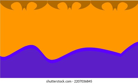 Halloween background Seamless Pattern with Silhouettes of three Black Bats Flying on Orange Background. Vector background illustration.