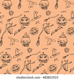 Halloween background . Seamless pattern. Vector illustration