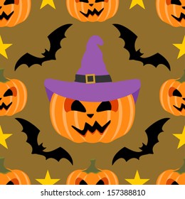  Halloween background seamless with Pumpkin