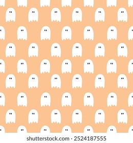 Plano de fundo de Halloween. Textura perfeita com fantasmas bonitos. Ilustração vetorial