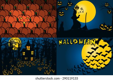 Halloween Background Set. Vector Illustration