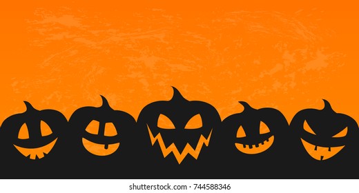 Halloween background with shadow of scary pumpkins - banner with copyspace. Vector.