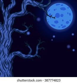 Halloween background with Silhouettes of Halloween trees. Vector illustration