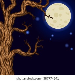 Halloween background with Silhouettes of trees. Vector illustration