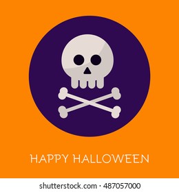 Halloween Background with Skull and Bones Icons. Vector Flat Illustration. Halloween Night Party. Trick or Treat.