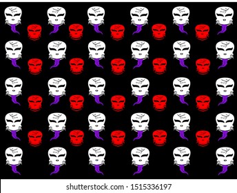 halloween background of skull template and skeleton bones with horror design and spooky illustration