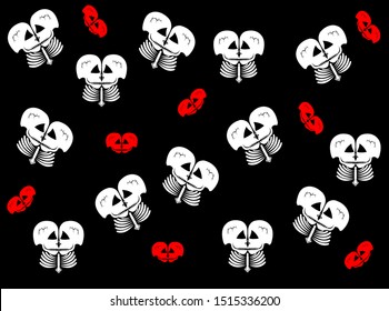 halloween background of skull template and skeleton bones with horror design and spooky illustration