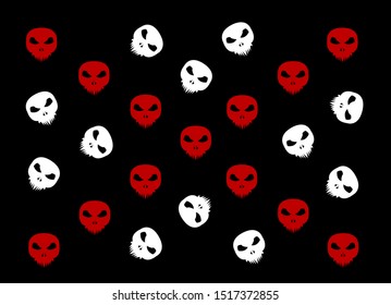 halloween background of skull template and skeleton bones with horror design and spooky illustration