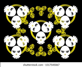 halloween background of skull template and skeleton bones with horror design and spooky decoration