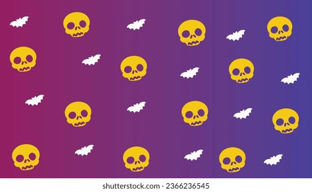 Halloween background with skull  and ิBat vector 