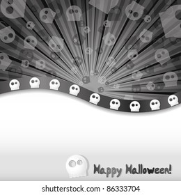 Halloween background with skulls and place for text, vector illustration