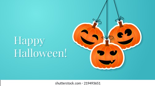 Halloween background with smiling pumpkins