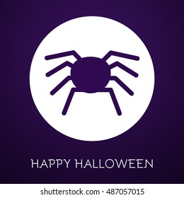 Halloween Background with Spider. Vector Flat Illustration. Halloween Night Party. Trick or Treat.