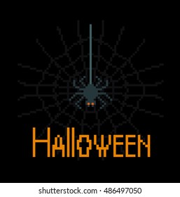 Halloween background with spider and web