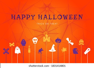 Antecedentes de Halloween con telaraña para carteles, invitación a fiestas o afiche del evento. Concepto tradicional de celebración de las fiestas de otoño. Ilustración vectorial de plantilla