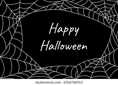 Fondo de Halloween - marco de tela de araña en la superficie negra.