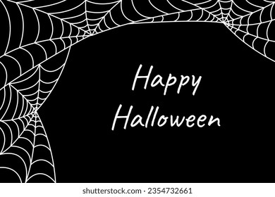 Halloween background with spider web on black