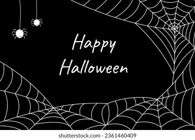 Fondo de Halloween - telaraña y araña en la superficie negra.	