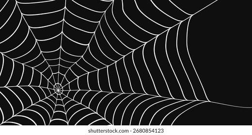Fondo de Halloween de Web de araña en superficie negra.