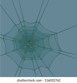 Fondo de Halloween con telaraña y ojos de araña