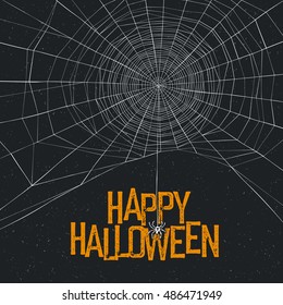 Halloween background with spider web and text