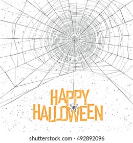 Halloween background with spider web and text
