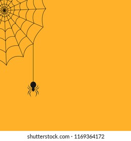 Halloween background with a spider and a web. Vector illustration