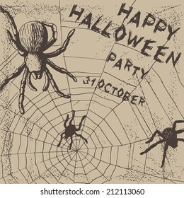 Halloween background with spiders
