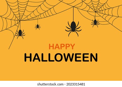 Halloween background with spiders and cobwebs. Vector graphics