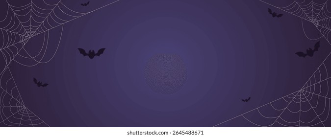 Halloween background with spiderwebs and bats, suitable for spooky party invitations, social media posts, and Halloweenthemed designs.