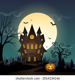 Halloween background with spooky castle