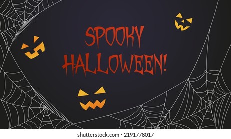 Halloween background with spooky eyes and cobweb. Scary symbols of the Halloween. Vector template for web design, layout for promo flyers.