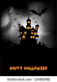 Halloween background with spooky haunted house