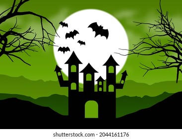 Halloween background with a spooky house landscape 