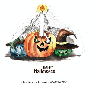 	Halloween background spooky pumpkin card design