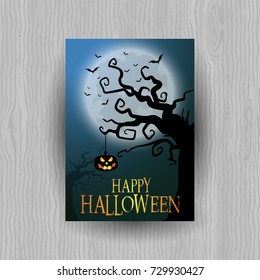 Halloween background with spooky pumpkin and tree