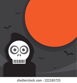 halloween background - Spooky Skeleton - vector 
