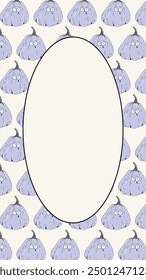 Halloween background for stories templates in retro style. Social media seamless pattern with groovy character pumpkin. Vector illustration with empty space
