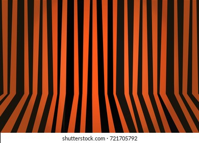 Halloween background striped room in orange and black. Vector illustration.