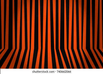 Halloween background striped room in orange and black. Vector illustration.