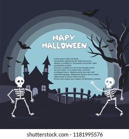 Halloween background with stylish cartoon style, creepy but funny design
