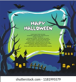 Halloween background with stylish cartoon style, creepy but funny design