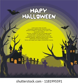 Halloween background with stylish cartoon style, creepy but funny design