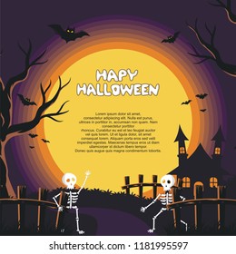 Halloween background with stylish cartoon style, creepy but funny design