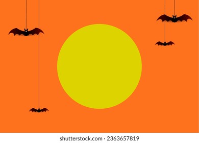halloween background with sun and bat cartoon style