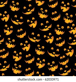 Halloween Background - Teeth Smiling Pumpkin Face Silhouettes in the Dark 