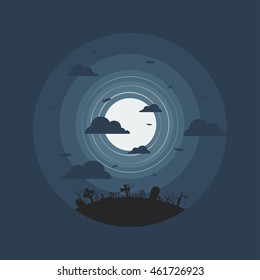 halloween background template, graveyard silhouette