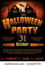 Halloween background template invitation to party or poster and banner. Vector illustration.