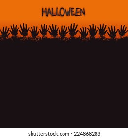 Halloween background template with unique design of grunge hands. Vector eps 10